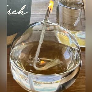 New. Charleston Wrap Round Clear Glass Table top torch- Orb Oil Lamp